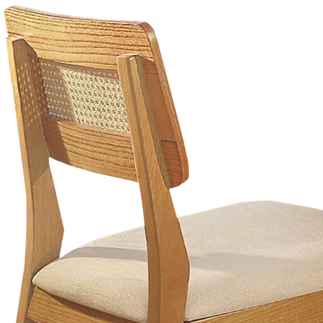 Cadeira Florença com Encosto em Ratan Aberto, Kit com 2 Unidades em Madeira Maciça 