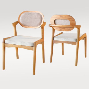 Cadeira Maya com Encosto Estofado em Madeira Maciça Kit com 2 Unidades, Móveis Rafana