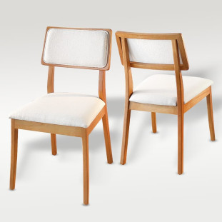 Cadeira Firenze com Encosto Estofado, Kit Com 2 Unidades em Madeira Maciça