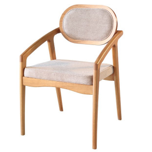 Cadeira Maya com Encosto Estofado em Madeira Maciça Com Braços, Móveis Rafana