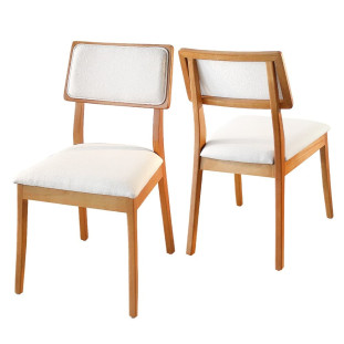 Cadeira Firenze com Encosto Estofado, Kit Com 2 Unidades em Madeira Maciça