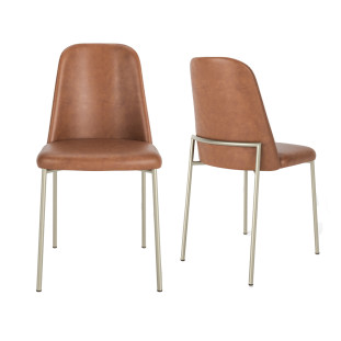 Cadeiras Lucille Champanhe com Tecido Caramel, Kit com 02 Unidades - Móveis Província 