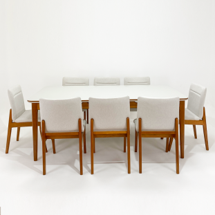 Conjunto Sala de Jantar Mesa Merlin 2,00mx1,00m e 8 Cadeiras Débora, Mapes Design