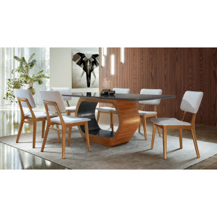 Conjunto Mesa de Jantar Liza 1,80mx1,00m com 6 Cadeiras em Madeira Maciça